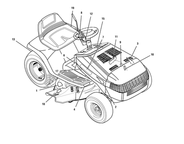Decals Diagram and Parts List for 385002X190A-552544 2006 Briggs and Stratton Lawn Tractor